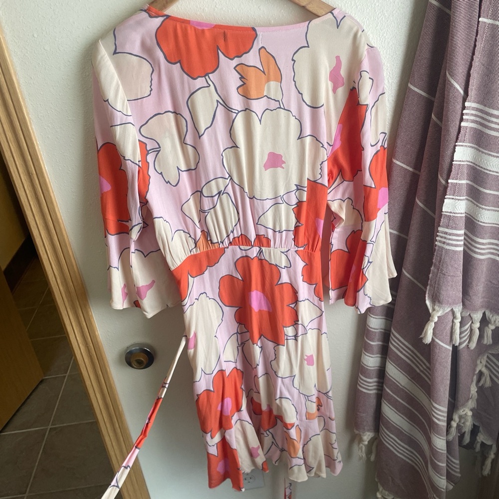 Mister Zimi Asymmetrical Floral Dress in Pink and Orange - Picture 7 of 8